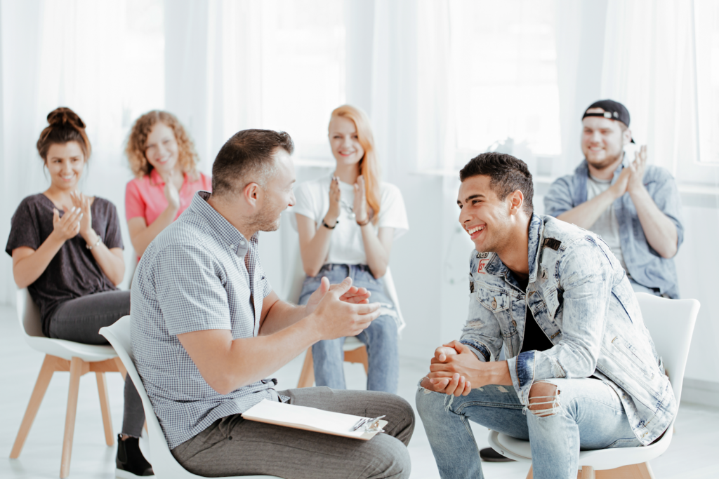Clients attending a therapy session during their IOP treatment