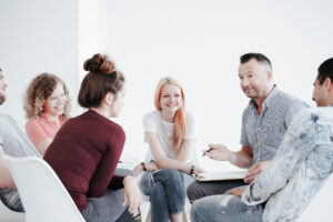 a group therapy session at Transformations Treatment Centers partial hospitalization program for drug or alcohol addiction